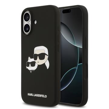 iPhone 17 Karl Lagerfeld Double Heads MagSafe cover i flydende silikone - sort