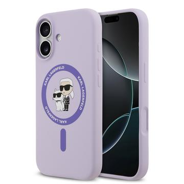 iPhone 17 Karl Lagerfeld Karl and Choupette MagSafe Cover i flydende silikone - Lilla