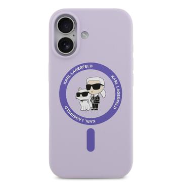 iPhone 17 Karl Lagerfeld Karl and Choupette MagSafe Cover i flydende silikone - Lilla
