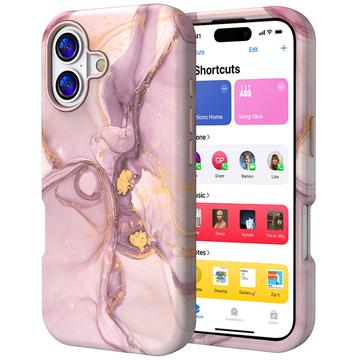 iPhone 17 luksus marmor hybrid cover - lilla / guld