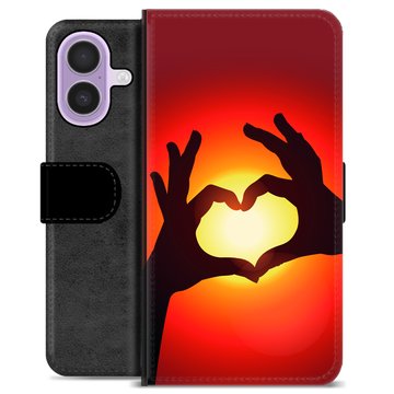 iPhone 17 Premium Flip Cover med Pung - Hjertesilhuet