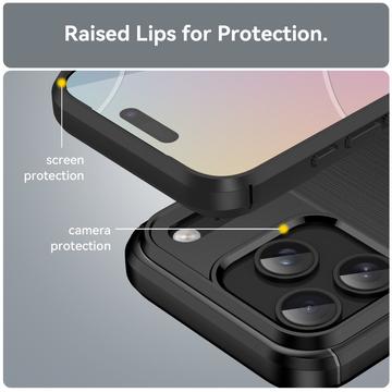 iPhone 17 Pro Børstet TPU Cover - Karbonfiber - Sort