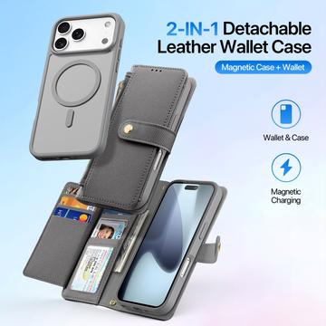 iPhone 17 Pro Dux Ducis Lawa Pung læderetui med magnetisk låg - grå