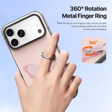 iPhone 17 Pro Dux Ducis Luvy cover med fingerring/håndrem - lyserød / sommerfugl