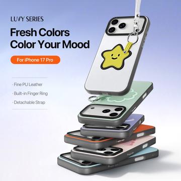 iPhone 17 Pro Dux Ducis Luvy cover med fingerring/håndrem - hvid / stjerne