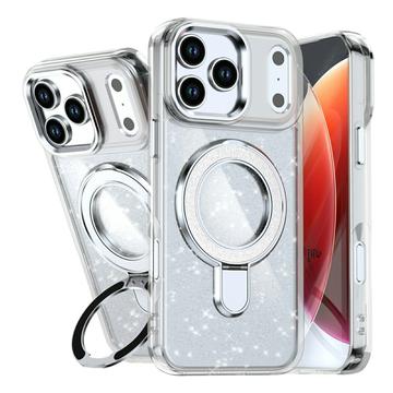 iPhone 17 Pro Glitter Hybrid cover med kickstand - MagSafe-kompatibel - Gennemsigtig