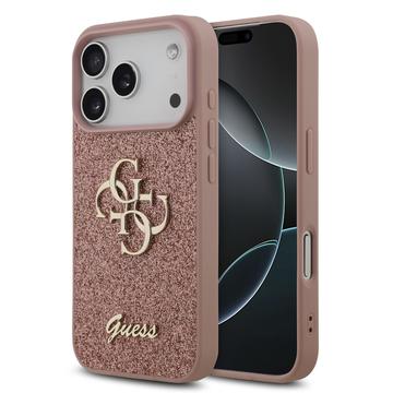iPhone 17 Pro Guess Fixed Glitter 4G Metal Logo Cover - Pink
