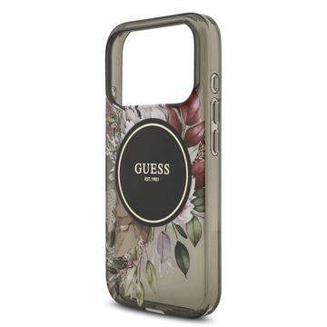 iPhone 17 Pro Guess IML Flowers cover med perlerem - Sort