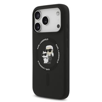 iPhone 17 Pro Karl Lagerfeld Karl and Choupette MagSafe Cover i flydende silikone - Sort