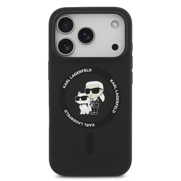iPhone 17 Pro Karl Lagerfeld Karl and Choupette MagSafe Cover i flydende silikone - Sort