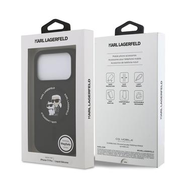 iPhone 17 Pro Karl Lagerfeld Karl and Choupette MagSafe Cover i flydende silikone - Sort