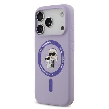 iPhone 17 Pro Karl Lagerfeld Karl and Choupette MagSafe Cover i flydende silikone - Lilla