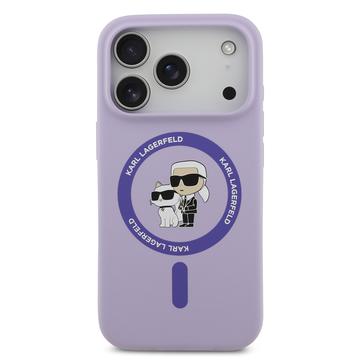 iPhone 17 Pro Karl Lagerfeld Karl and Choupette MagSafe Cover i flydende silikone - Lilla