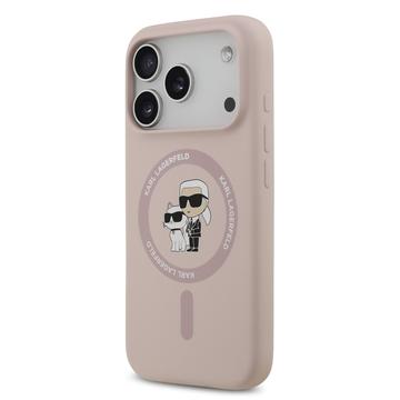 iPhone 17 Pro Karl Lagerfeld Karl and Choupette MagSafe Cover i flydende silikone - Pink