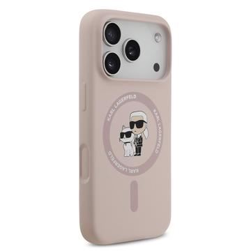 iPhone 17 Pro Karl Lagerfeld Karl and Choupette MagSafe Cover i flydende silikone - Pink