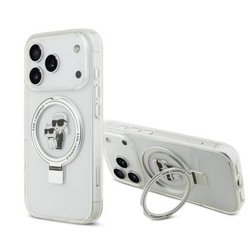iPhone 17 Pro Karl Lagerfeld Ringstand Karl & Choupette Mag Case - Hvid