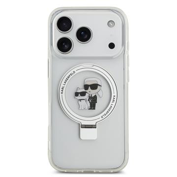 iPhone 17 Pro Karl Lagerfeld Ringstand Karl & Choupette Mag Case - Hvid