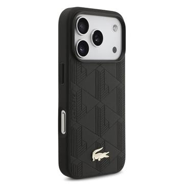 iPhone 17 Pro Lacoste Monogramme Gold Logo Cover - MagSafe-kompatibelt - Sort
