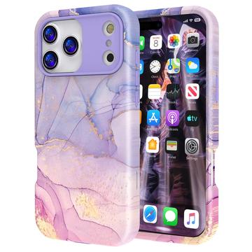 iPhone 17 Pro luksus marmor hybrid cover - blå / pink