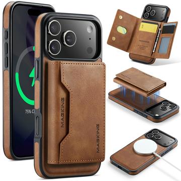 iPhone 17 Pro MagKing K2 MagSafe-etui med aftagelig pung - Brun