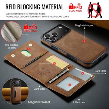 iPhone 17 Pro MagKing K2 MagSafe-etui med aftagelig pung - Brun