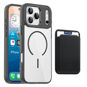 iPhone 17 Pro MagSafe Cover med kortholder - sort / gennemsigtig