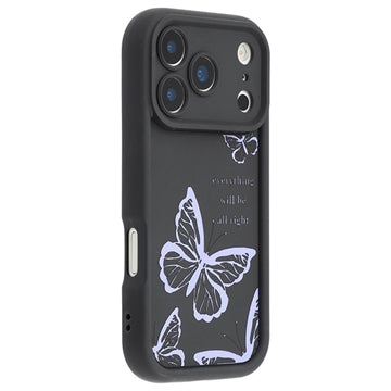 iPhone 17 Pro Max TPU-cover med Sommerfugleprint - Lilla / Sort