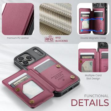 iPhone 17 Pro Max Caseme C22-etui RFID-kortpung - rød