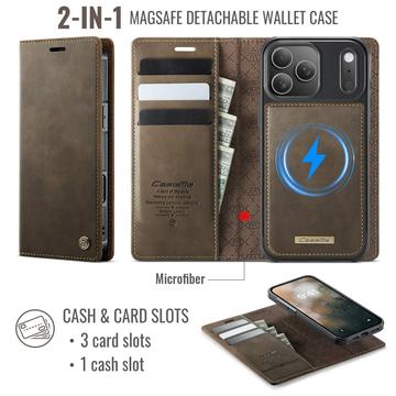 iPhone 17 Pro Max Caseme C49 2-i-1 aftagelig pungetui - MagSafe-kompatibel, RFID - Kaffe