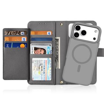 iPhone 17 Pro Max Dux Ducis Lawa Pung læderetui med magnetisk låg - grå