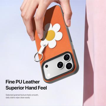 iPhone 17 Pro Max Dux Ducis Luvy cover med fingerring/håndrem - Orange / Marguerit