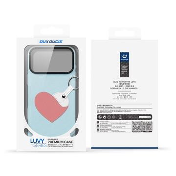 iPhone 17 Pro Max Dux Ducis Luvy cover med fingerring/håndrem - himmelblå / hjerte