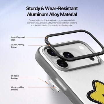 iPhone 17 Pro Max Dux Ducis Luvy cover med fingerring/håndrem - hvid / stjerne