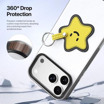 iPhone 17 Pro Max Dux Ducis Luvy cover med fingerring/håndrem - hvid / stjerne