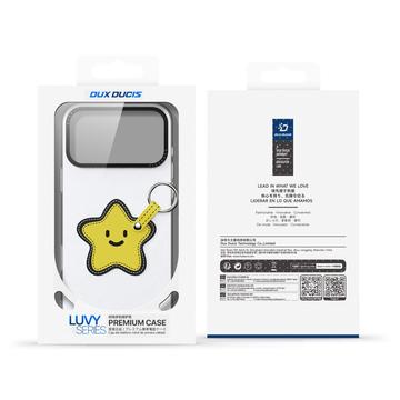 iPhone 17 Pro Max Dux Ducis Luvy cover med fingerring/håndrem - hvid / stjerne