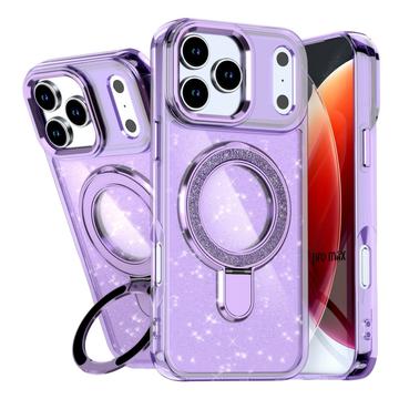iPhone 17 Pro Max Glitter Hybrid cover med kickstand - MagSafe-kompatibel - Lilla