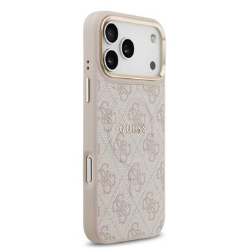 iPhone 17 Pro Max Guess 4G Gold Frame Cover - MagSafe-kompatibelt - lyserødt
