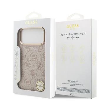 iPhone 17 Pro Max Guess 4G Gold Frame Cover - MagSafe-kompatibelt - lyserødt
