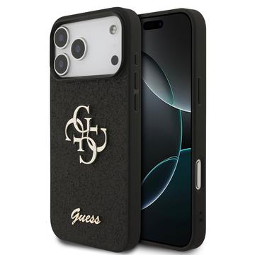 iPhone 17 Pro Max Guess Fixed Glitter 4G Metal Logo Cover - Sort