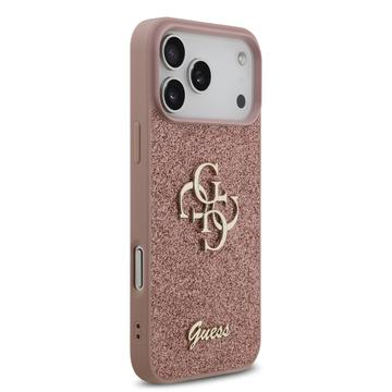 iPhone 17 Pro Max Guess Fixed Glitter 4G Metal Logo Cover - Pink