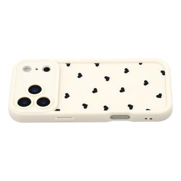 iPhone 17 Pro Max stødsikkert TPU-cover med hjertemønster og forhøjede kanter - hvid
