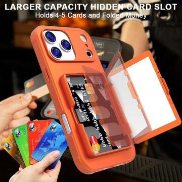 iPhone 17 Pro Max Hybrid Cover med Spejl og Kortholder - Orange