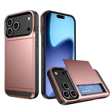 iPhone 17 Pro Max Hybrid Cover med Glidende Kortslot - Rødguld