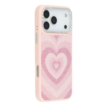 iPhone 17 Pro Max Jaucase magnetisk hybrid-etui med hjertemønster - pink