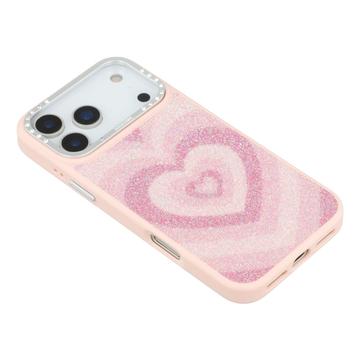 iPhone 17 Pro Max Jaucase magnetisk hybrid-etui med hjertemønster - pink