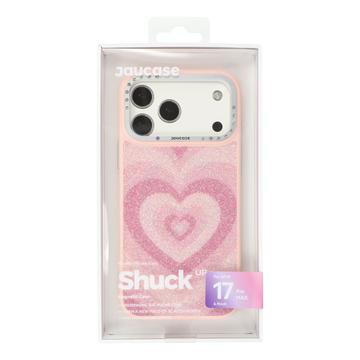 iPhone 17 Pro Max Jaucase magnetisk hybrid-etui med hjertemønster - pink