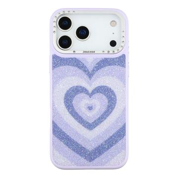 iPhone 17 Pro Max Jaucase magnetisk hybrid cover med hjertemønster - lilla