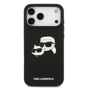 iPhone 17 Pro Max Karl Lagerfeld Double Heads MagSafe cover i flydende silikone - Sort