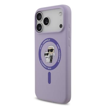 iPhone 17 Pro Max Karl Lagerfeld Karl and Choupette MagSafe Cover i flydende silikone - Lilla