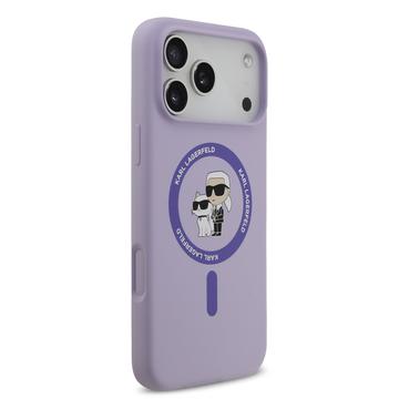 iPhone 17 Pro Max Karl Lagerfeld Karl and Choupette MagSafe Cover i flydende silikone - Lilla